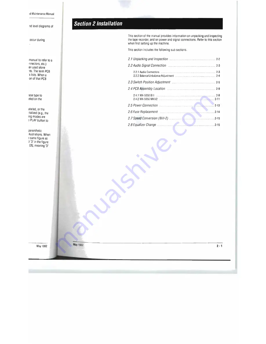 OTARI MX-505MKIV-2 Operation & Maintenance Manual Download Page 16