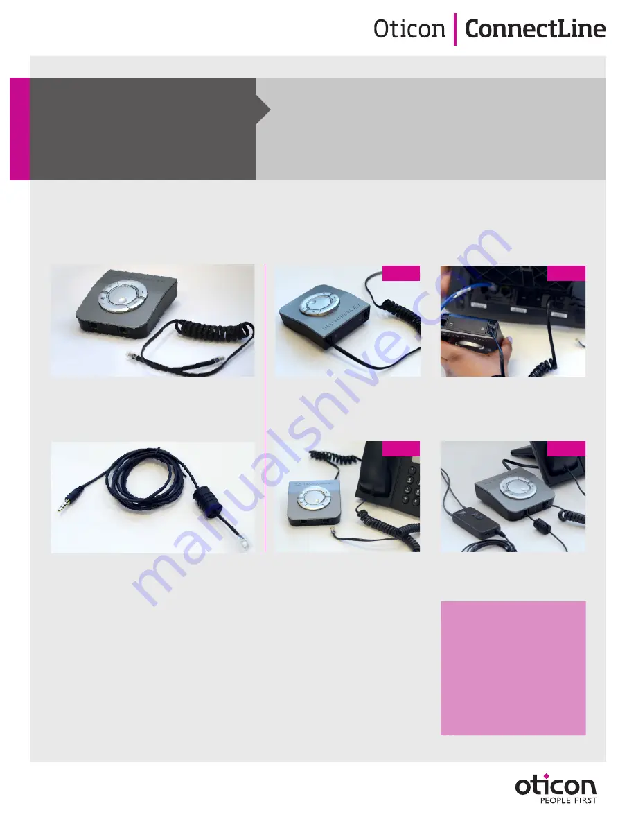 oticon ConnectLine Digital Office Phone Kit Easy Setup Instructions Download Page 1