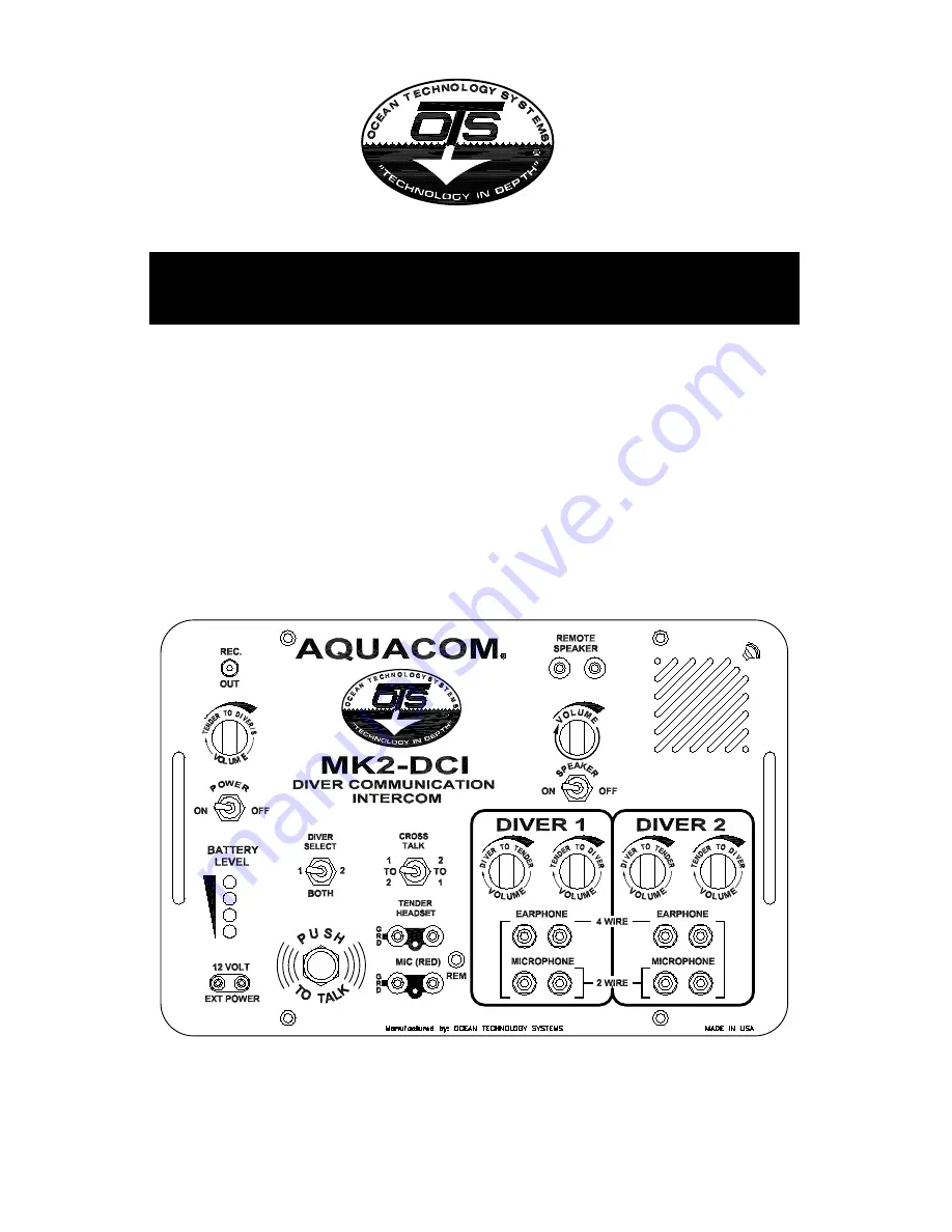 OTS Aquacom MK2-DCI User Manual Download Page 1