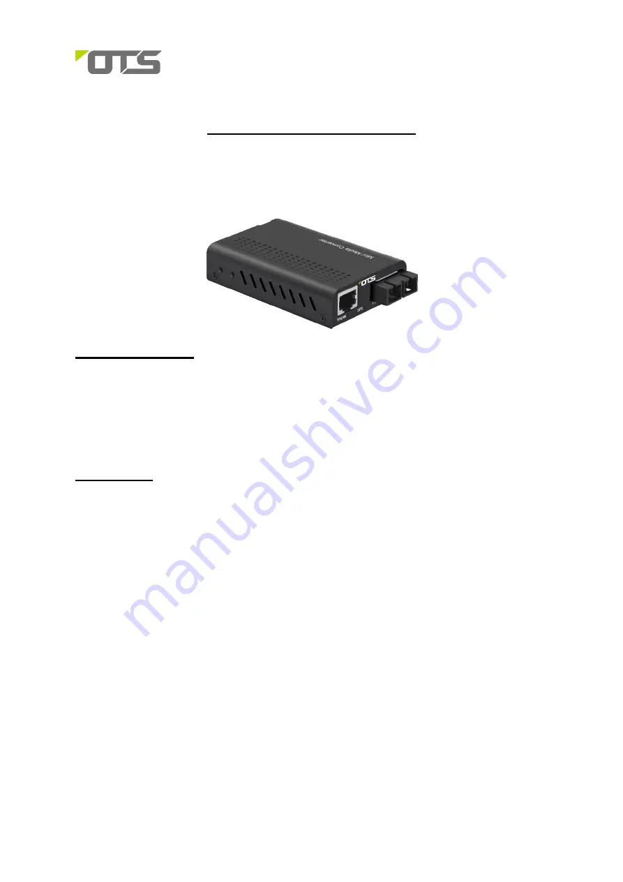 OTS EC1111-X-MINI Series Quick Installation Manual Download Page 1