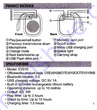 Otto EV010 Instruction Manual Download Page 2