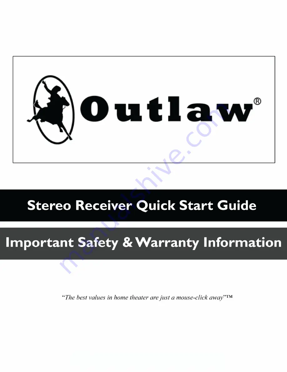 Outlaw RR2180 Quick Start Manual Download Page 1