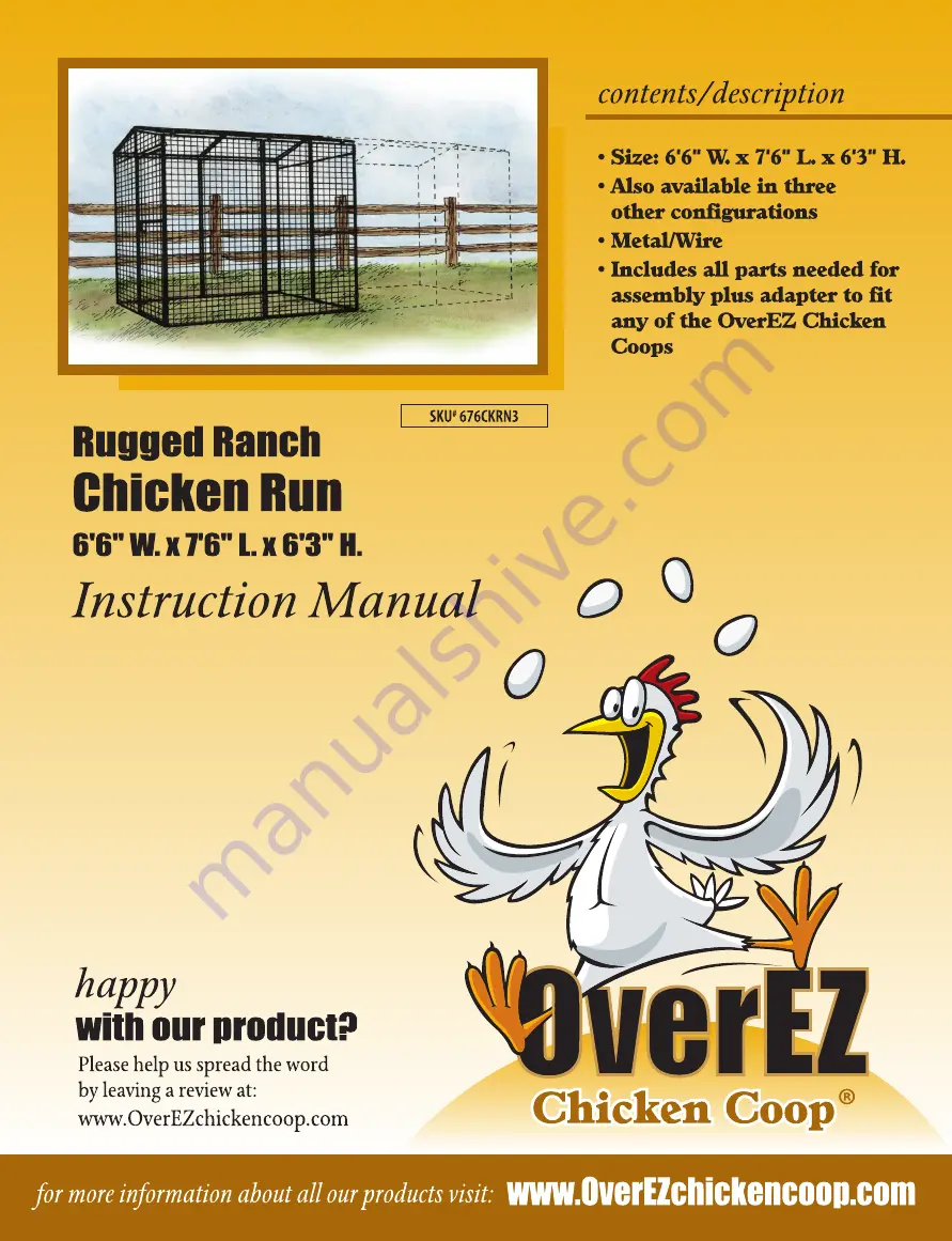 OverEZ Chicken Coop 676CKRN3 Скачать руководство пользователя страница 1