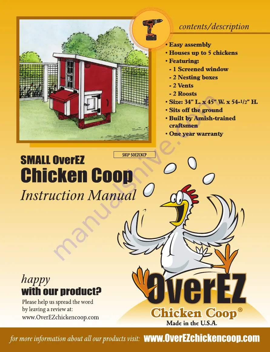 OverEZ Chicken Coop SOEZCKCP Instruction Manual Download Page 1