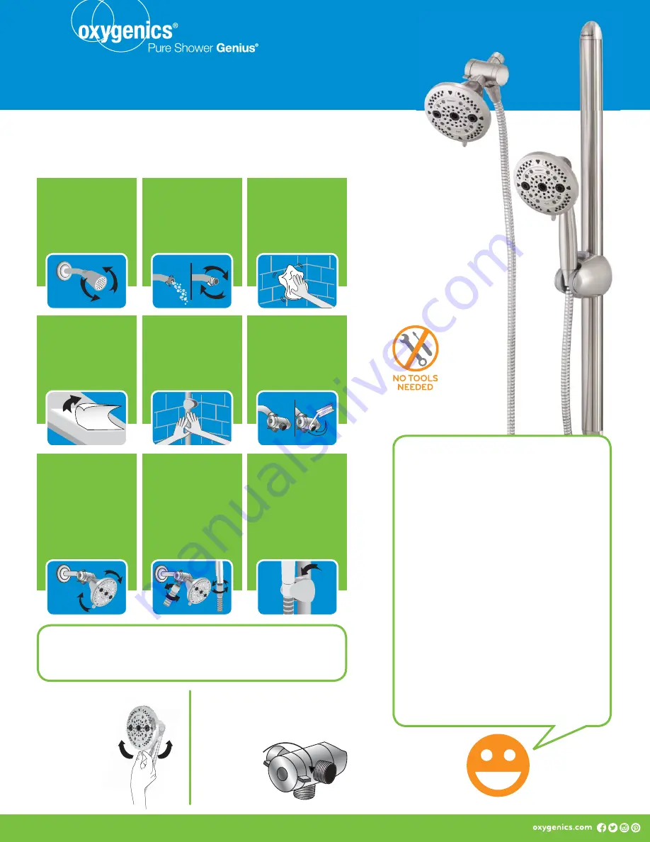 Oxygenics Easy Slide Bar with Force Combo Easy Installation Instructions Download Page 1