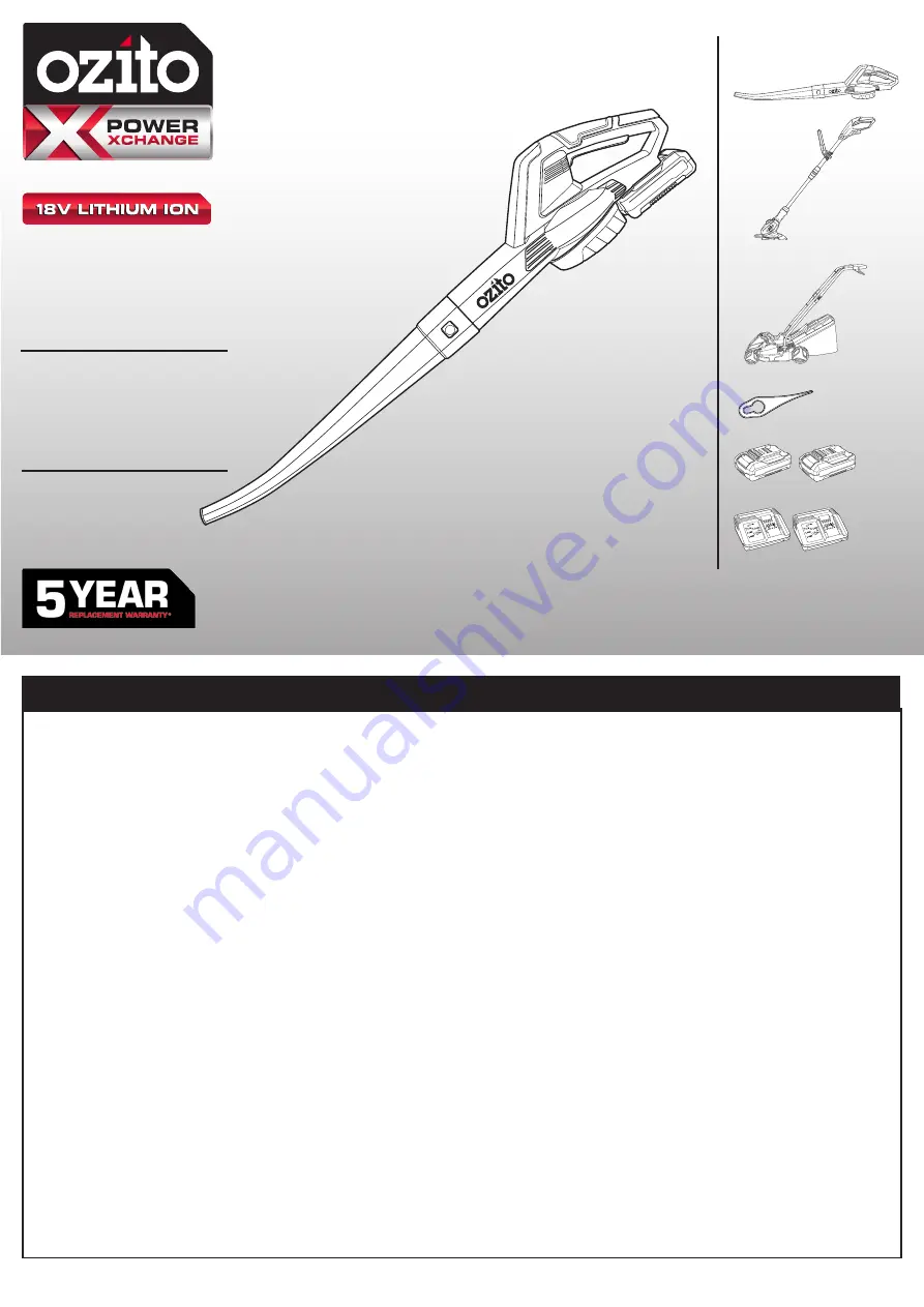 Ozito PowerXChange PXCBLTLMC-218 Скачать руководство пользователя страница 9