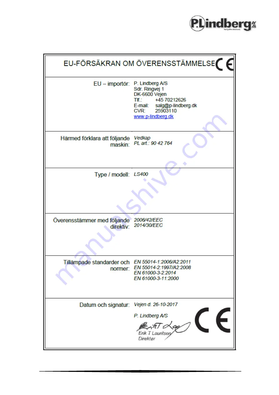 P.Lindberg 9042764 Original Manual Download Page 53