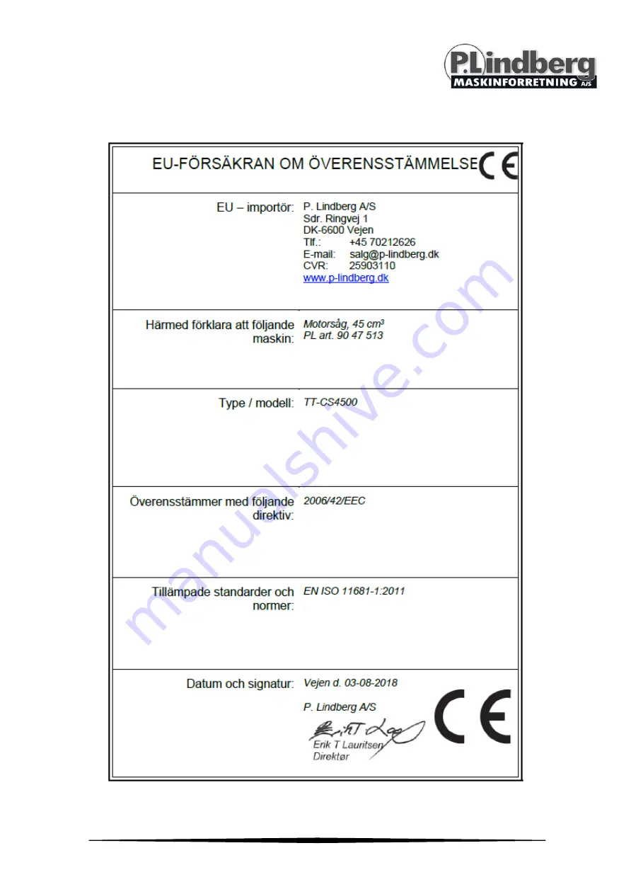 P.Lindberg 9047513 Original Manual Download Page 31