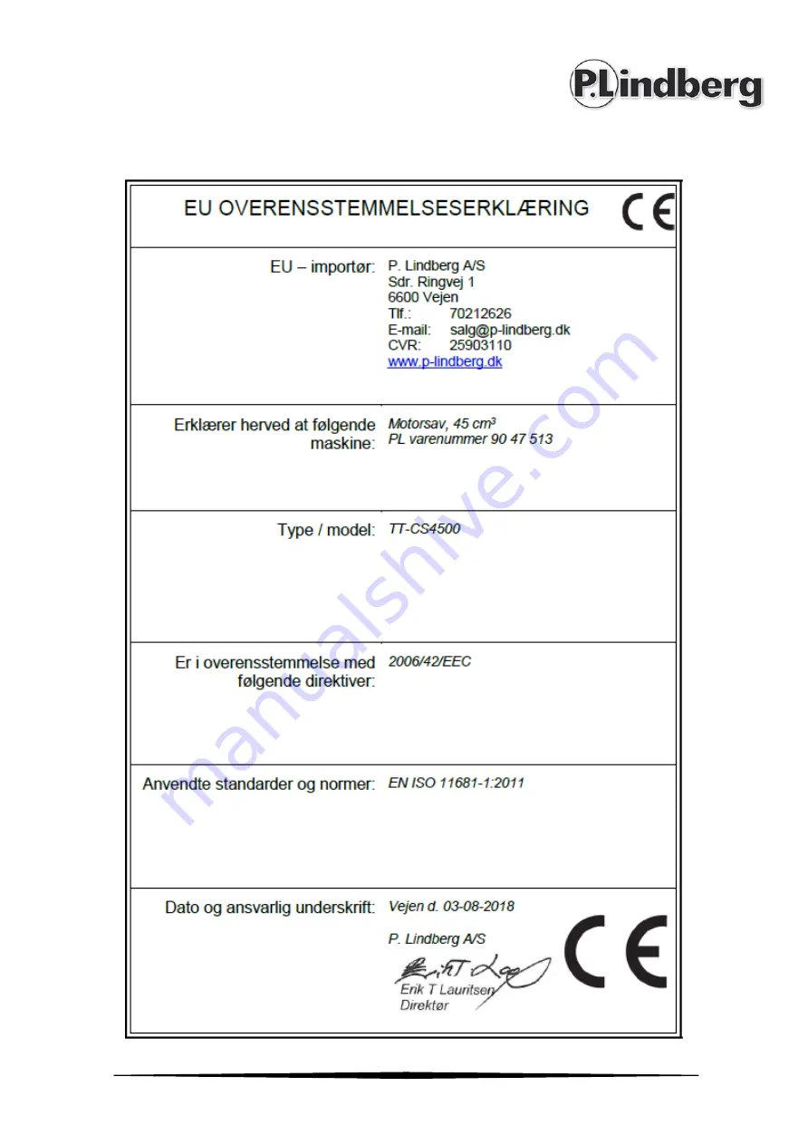 P.Lindberg 9047513 Original Manual Download Page 46