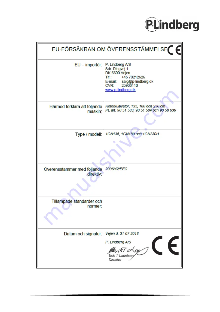 P.Lindberg 9051583 Original Manual Download Page 12