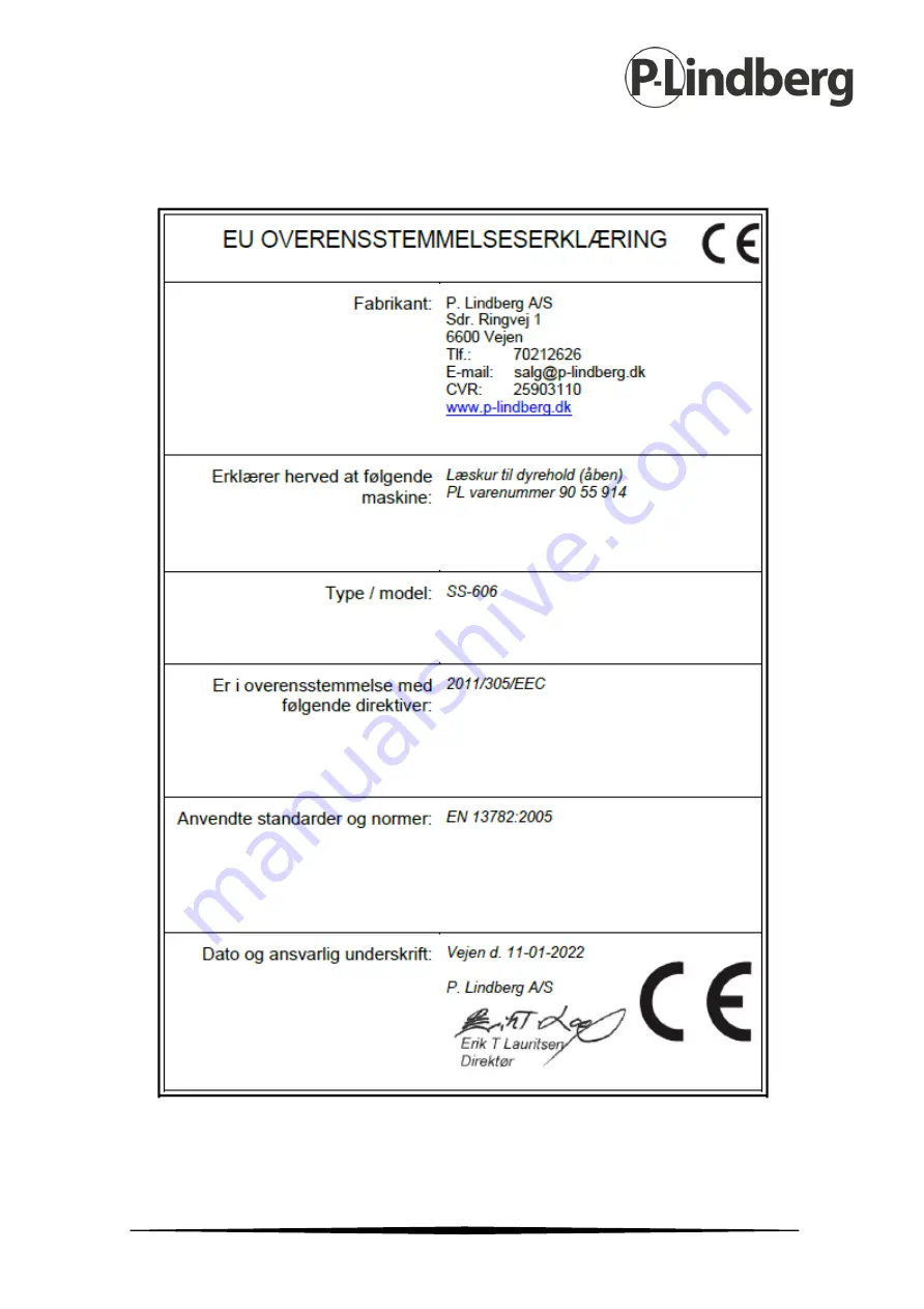 P.Lindberg 9055914 Manual Download Page 14