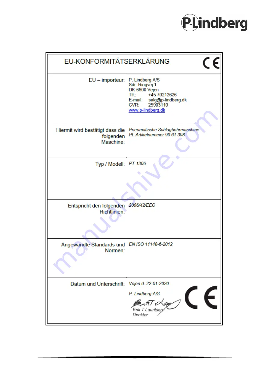 P.Lindberg 9061308 Original Manual Download Page 23