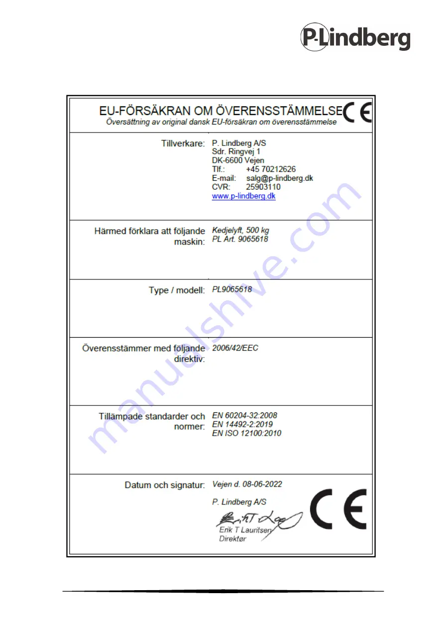 P.Lindberg 9065618 Скачать руководство пользователя страница 37