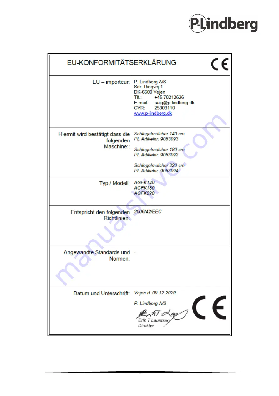 P.Lindberg AGFK-180 Скачать руководство пользователя страница 93