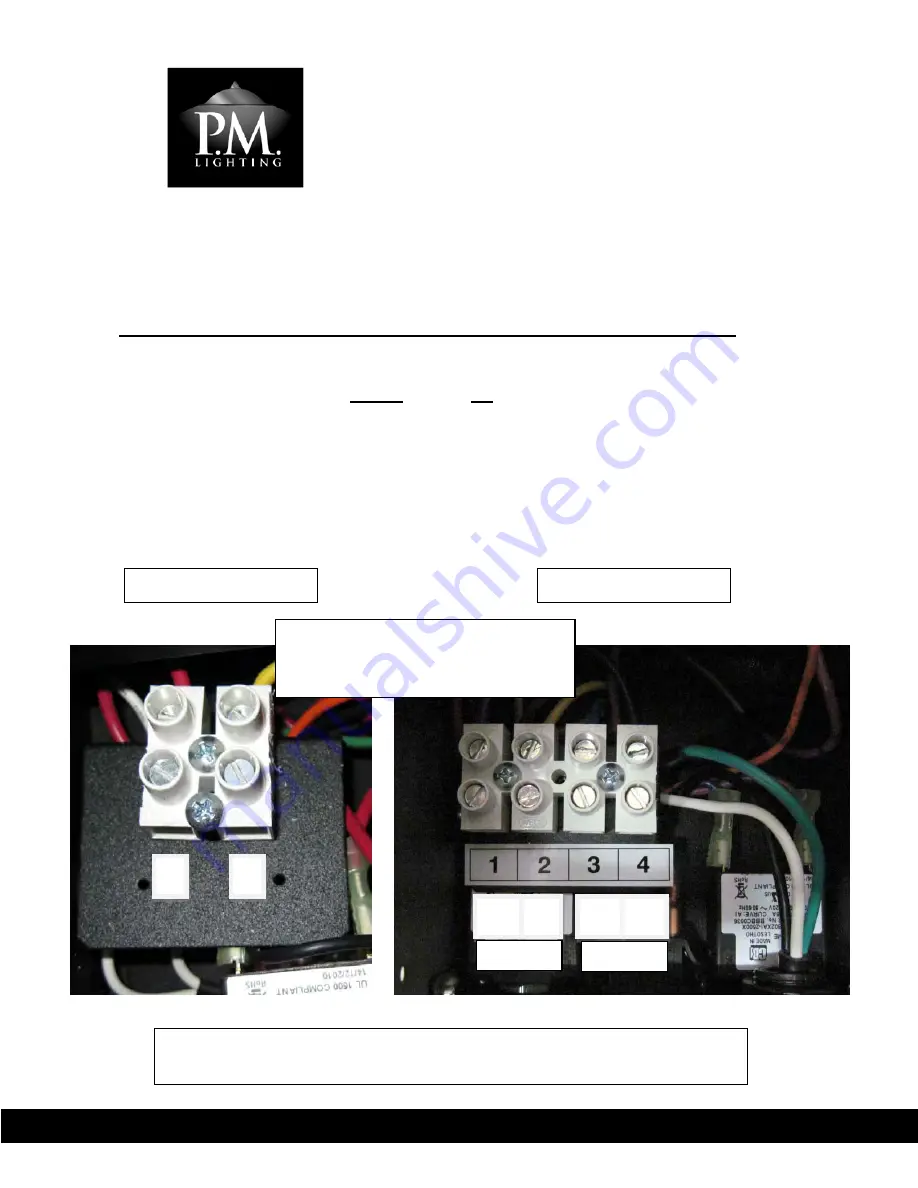 P. M. Lighting CS9300 Professional Series Supplemental Wiring Instructions Download Page 1