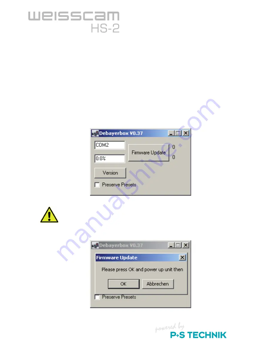 P+S Technik WEISSCAM HS-2 User Manual Download Page 38