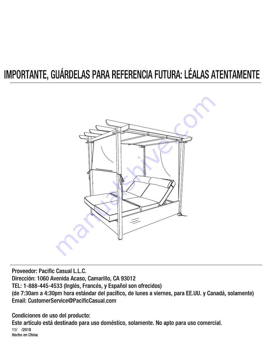 Pacific Casual 1900615 Assembly And Use Instructions Download Page 21