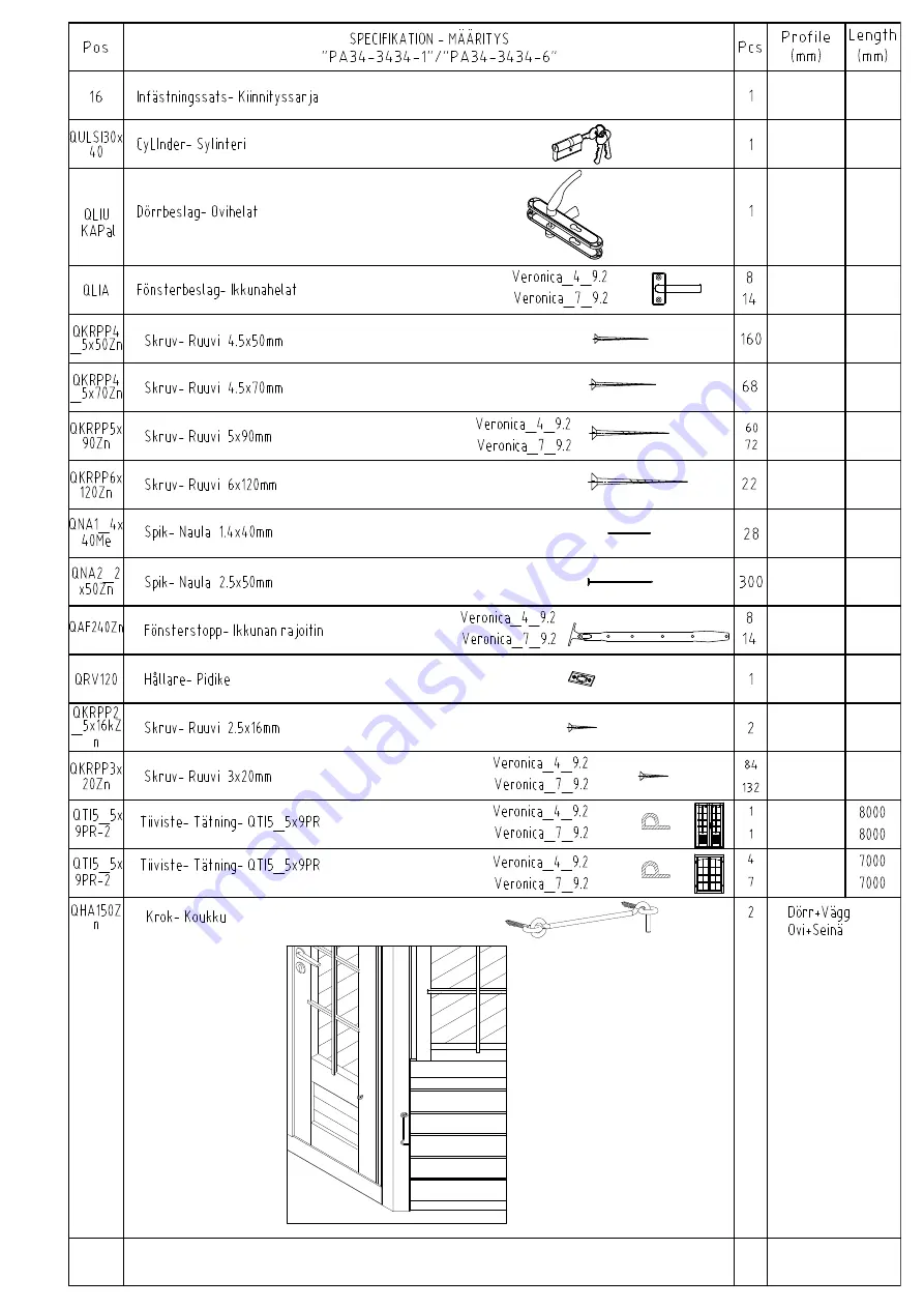 Palmako Veronica PA34-3434-1 Installation Manual Download Page 33