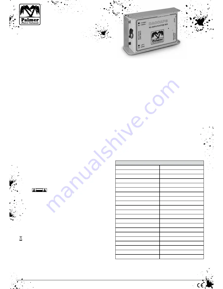 Palmer DACCAPO Manual Download Page 1