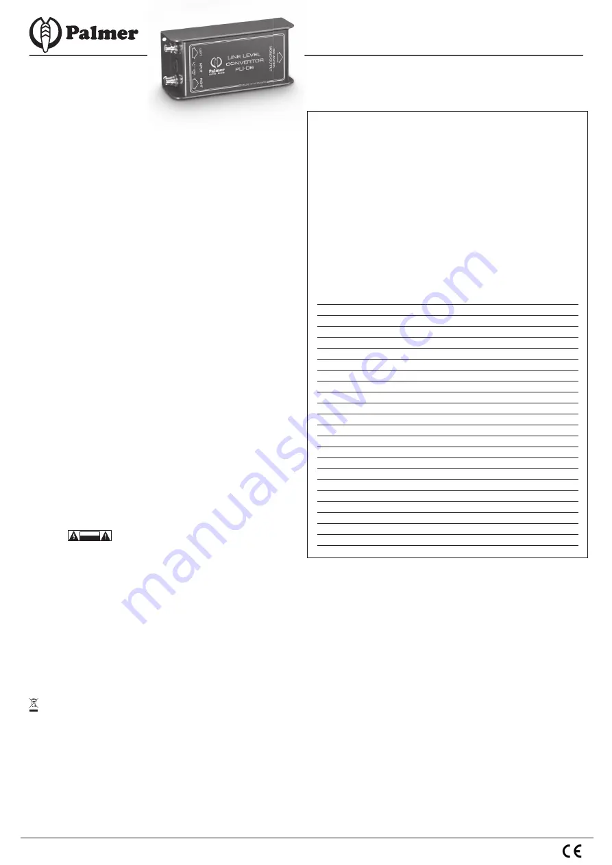 Palmer PLI06 Скачать руководство пользователя страница 1