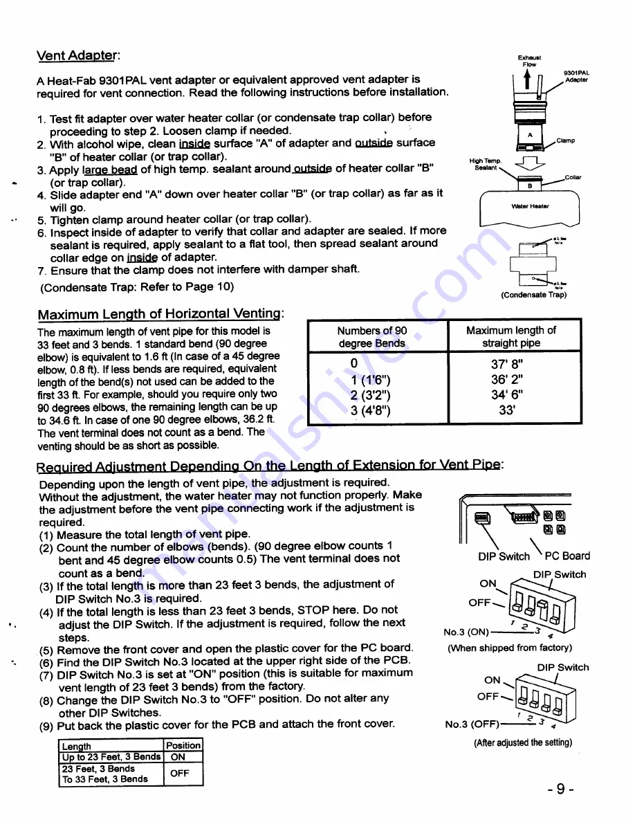 Paloma PH-16FSN Installation And Operating Instructions Manual Download Page 9