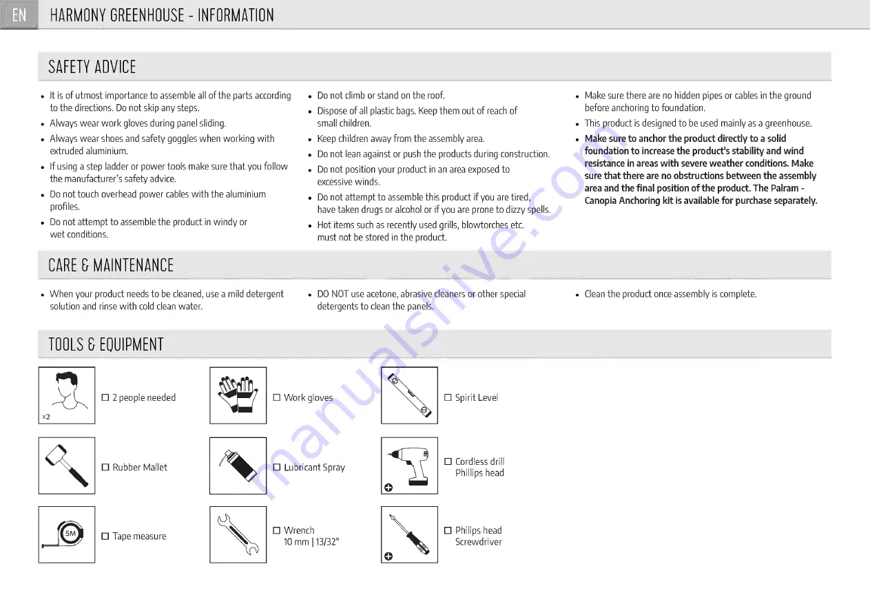 Palram CANOPIA HARMONY 6x4/2x13 Скачать руководство пользователя страница 8
