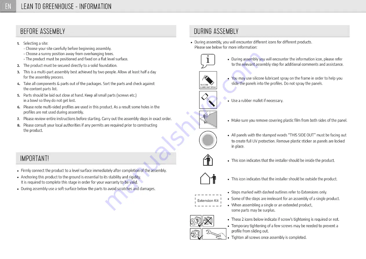 Palram Canopia LEAN TO 702969 Скачать руководство пользователя страница 8