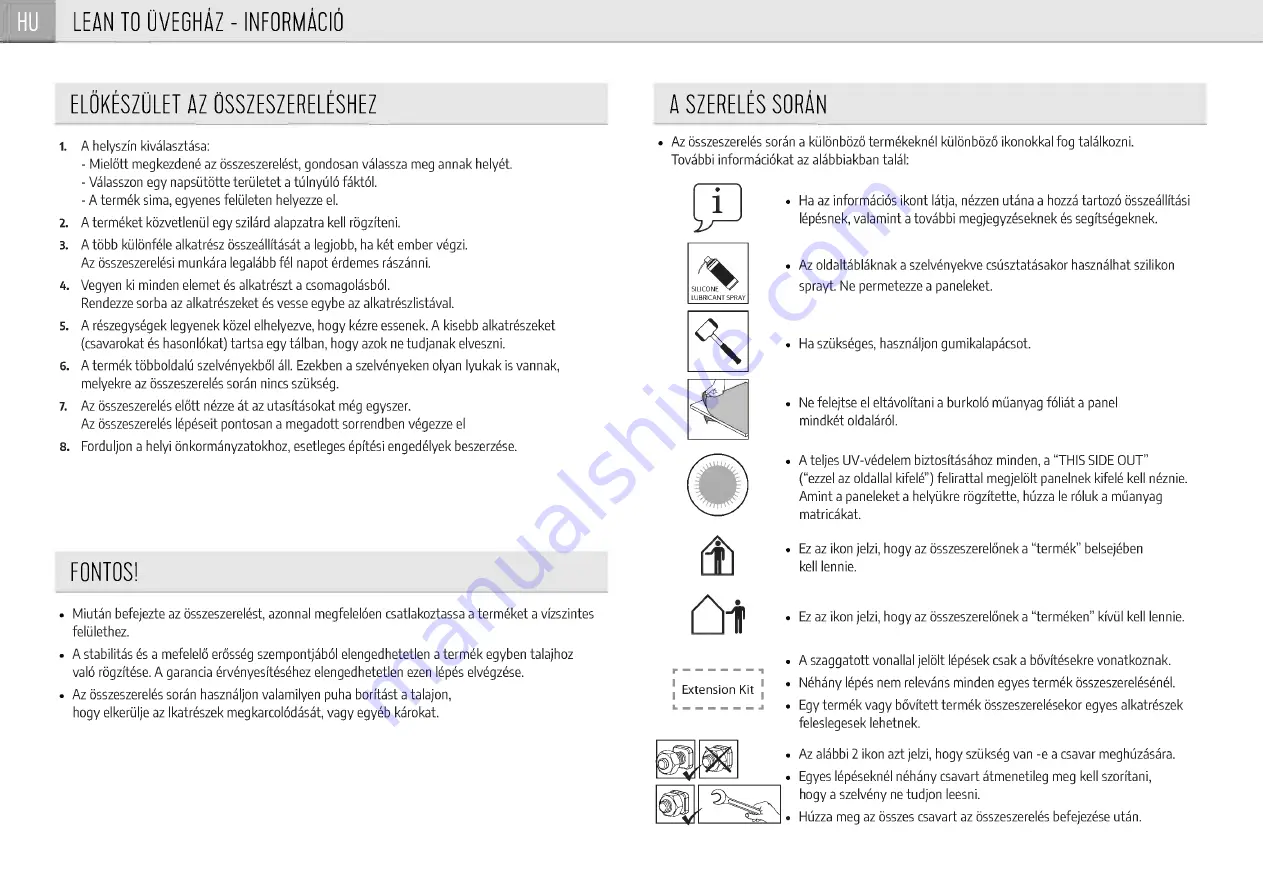 Palram Canopia LEAN TO 702969 How To Assemble Download Page 72