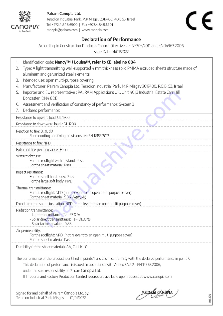 Palram Canopia Nancy 4500 Скачать руководство пользователя страница 36