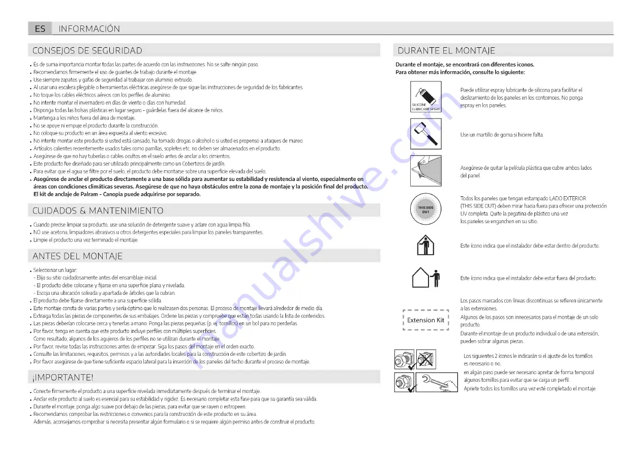 Palram CANOPIA RUBICON 8x10 / 2.4x3 Manual Download Page 11