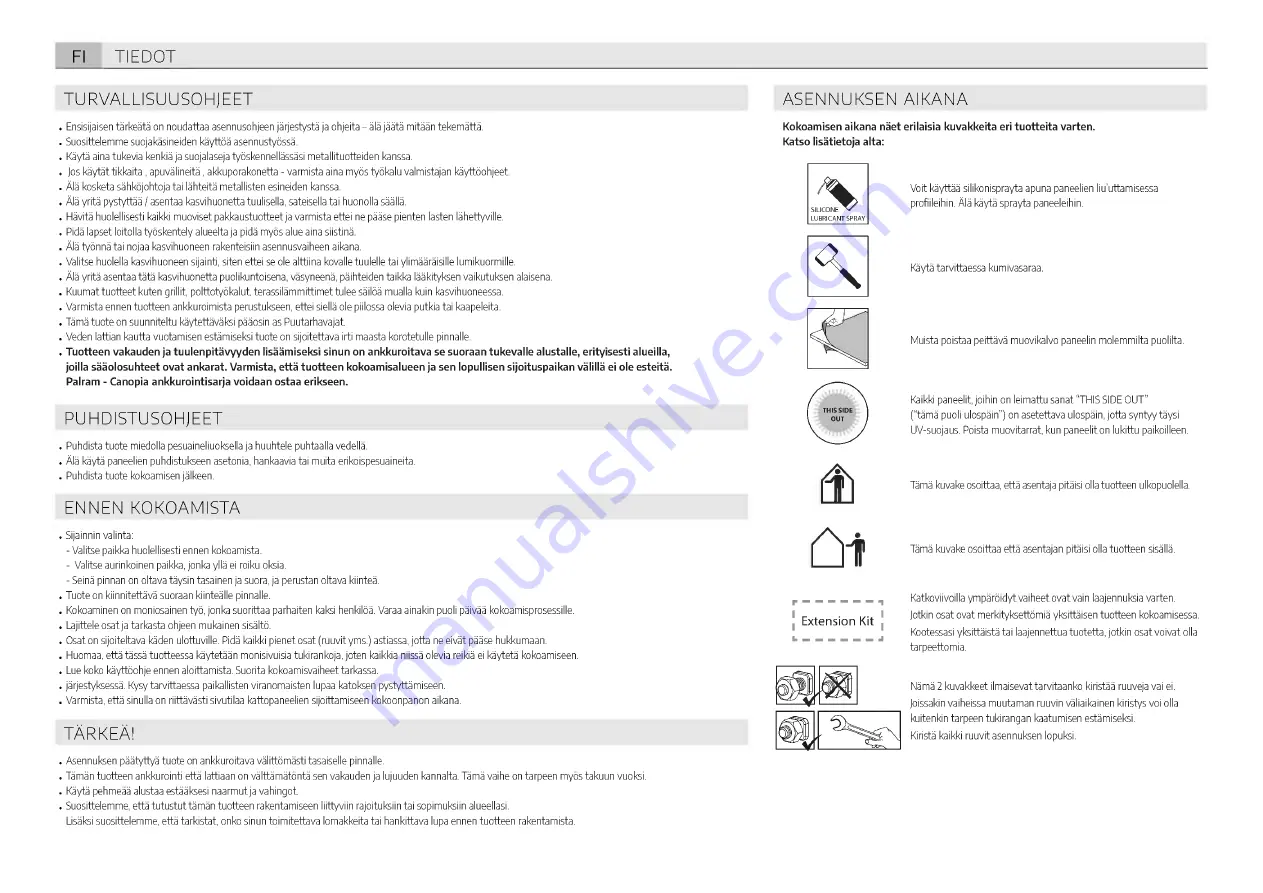 Palram CANOPIA RUBICON 8x10 / 2.4x3 Manual Download Page 14