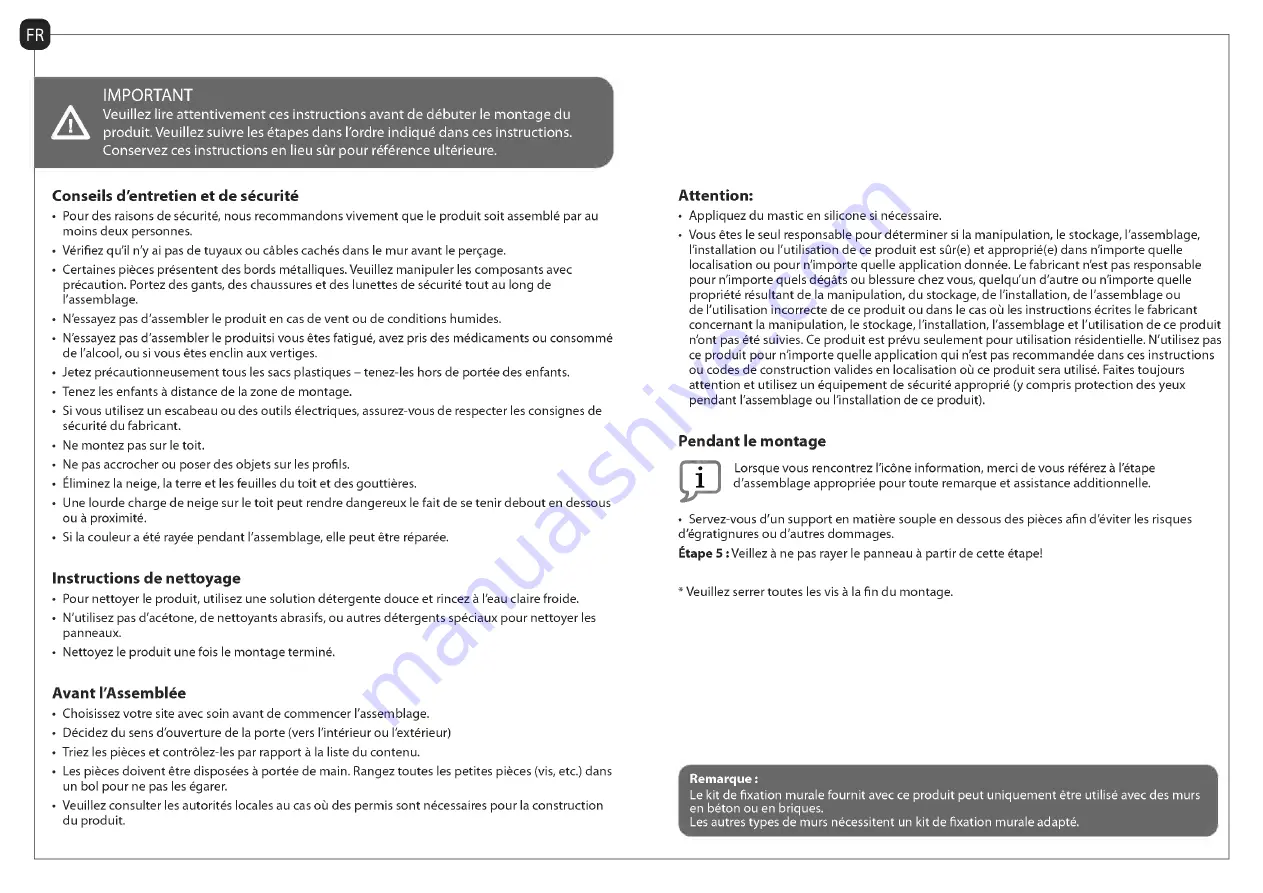 Palram CANOPY 1500 Manual Download Page 5