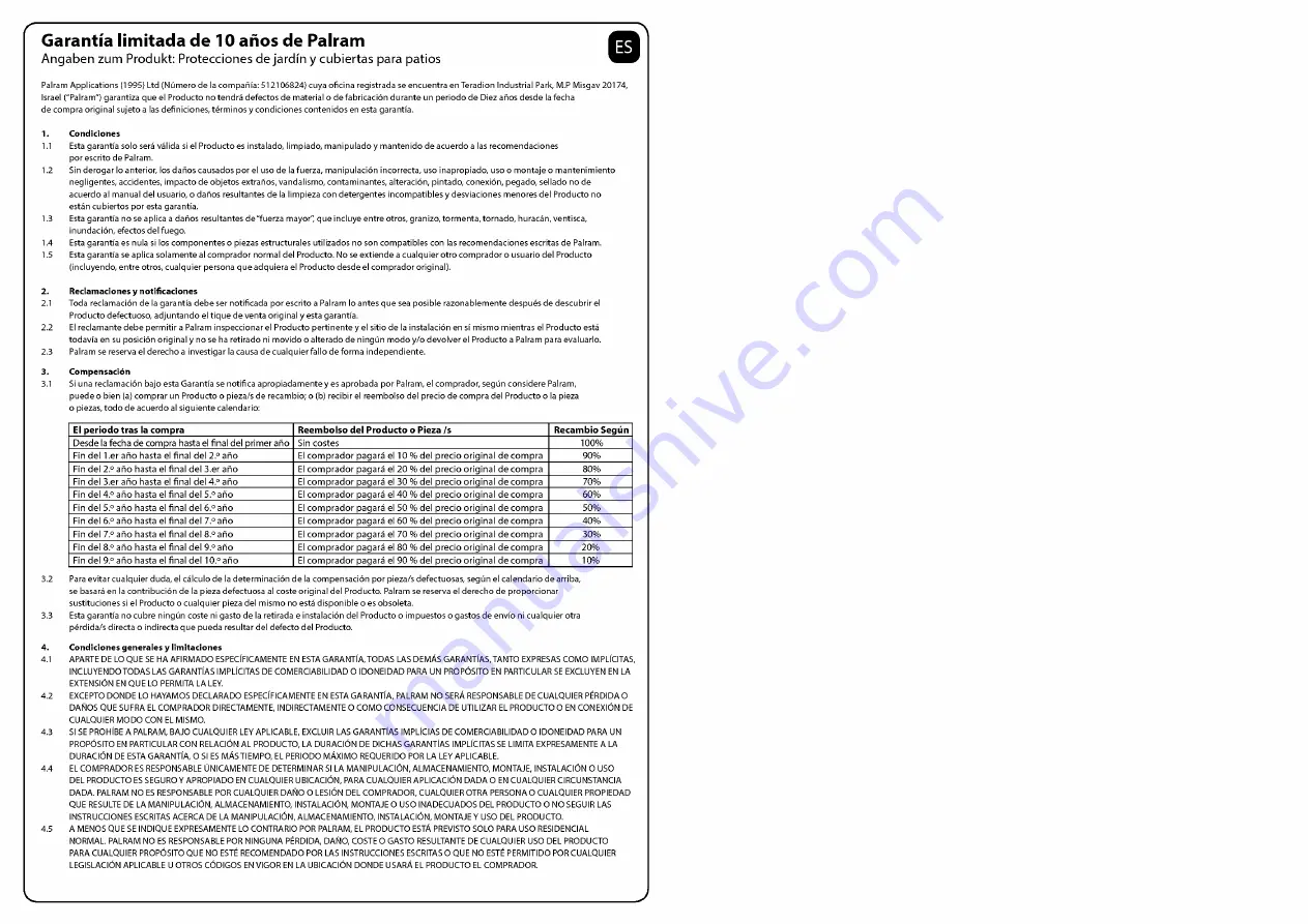 Palram Feria 4x1.8 Extention Module Manual Download Page 68