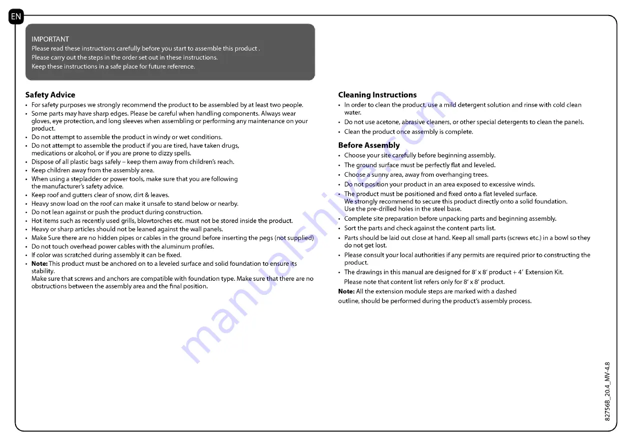 Palram GIory Assembly Instructions Manual Download Page 10