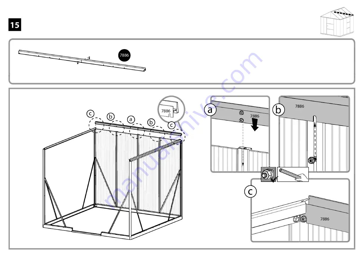 Palram Glory 8'x8' Premium Class Greenhouse Assembly Instructions Manual Download Page 23