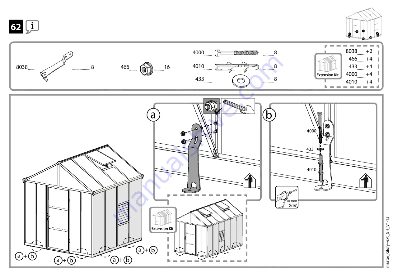 Palram Glory Standard 8'x 8' Assembly Instructions Manual Download Page 76