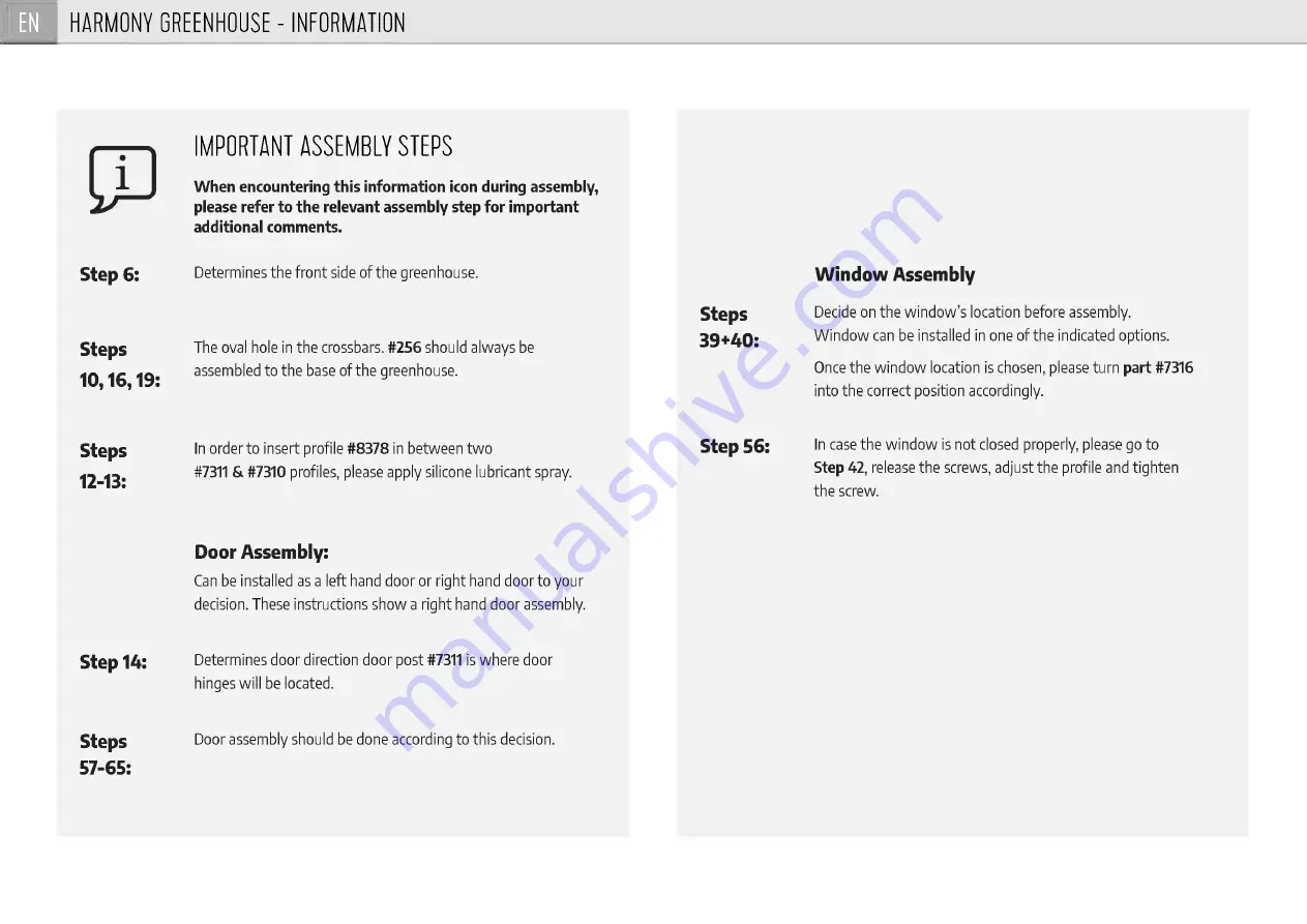 Palram HARMONY 2x2.5 How To Assemble Download Page 10