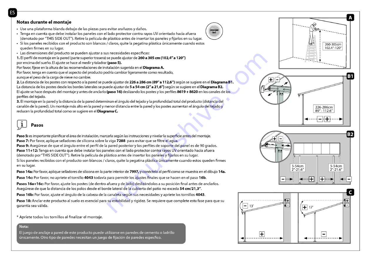 Palram Olympia 3x3.05 Manual Download Page 16