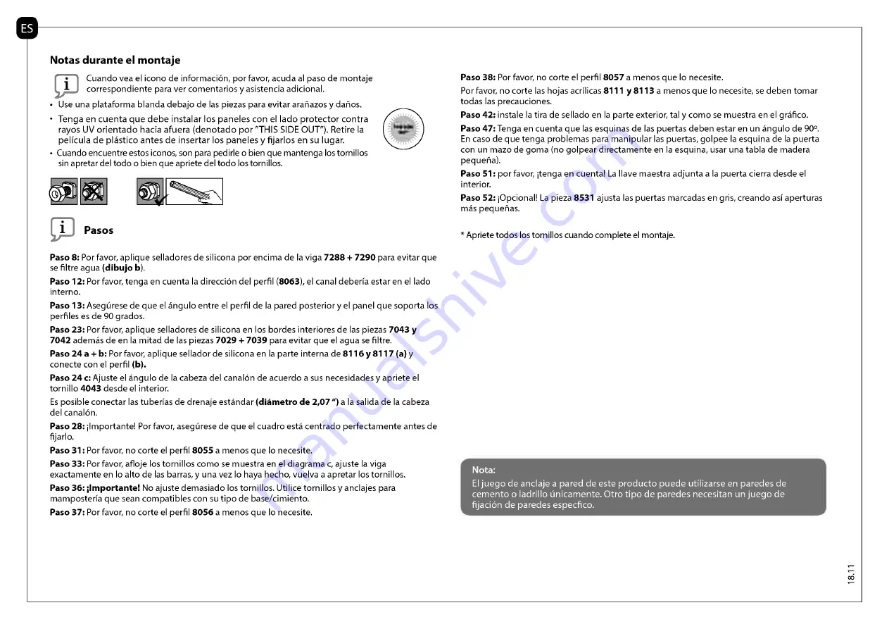 Palram SanRemo 3x4.25 Assembly Manual Download Page 11