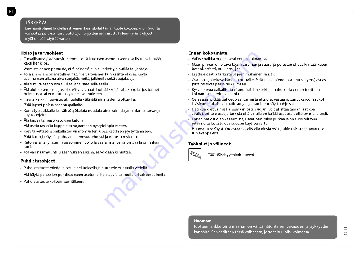 Palram SanRemo 3x4.25 Assembly Manual Download Page 18