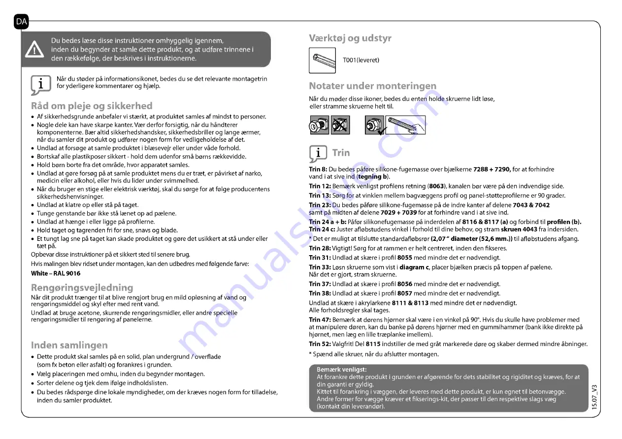 Palram SanRemo 7290108130126 Assembly Instructions Manual Download Page 6