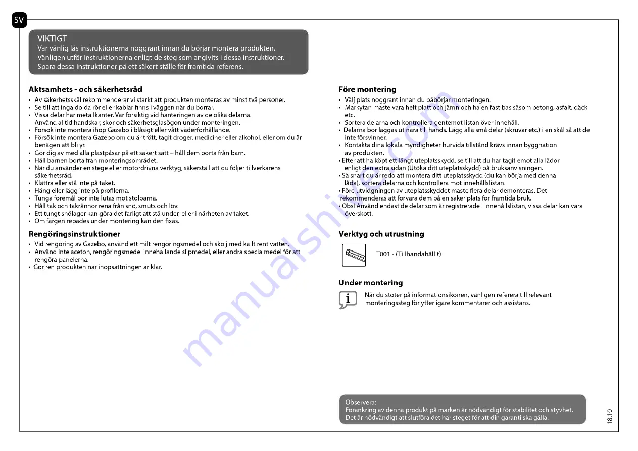 Palram SIerra 3x4.25 Manual Download Page 18