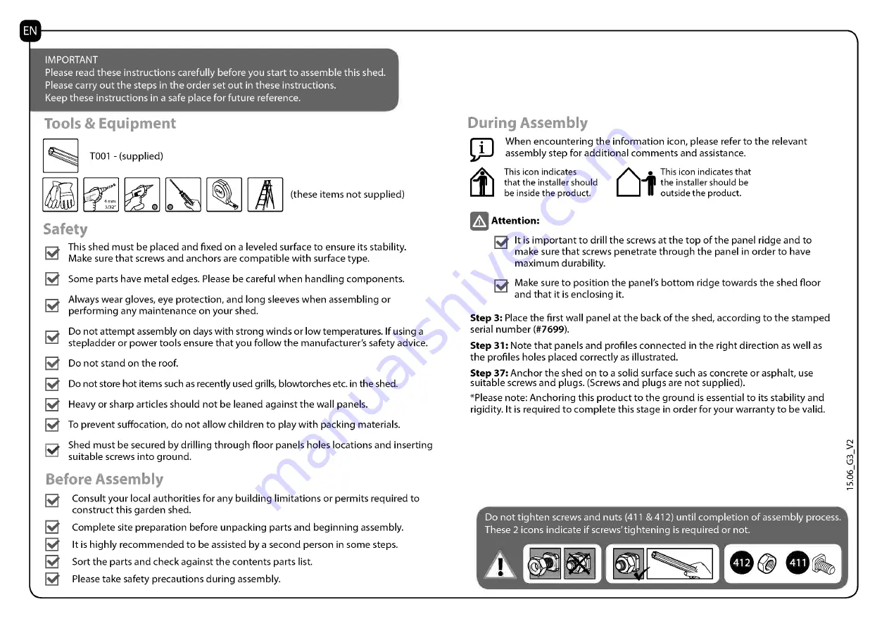 Palram Skylight Shed-6x5 Assembly Instructions Manual Download Page 2