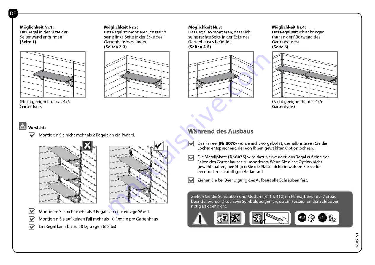 Palram Skylight Shed-Shelf Manual Download Page 8