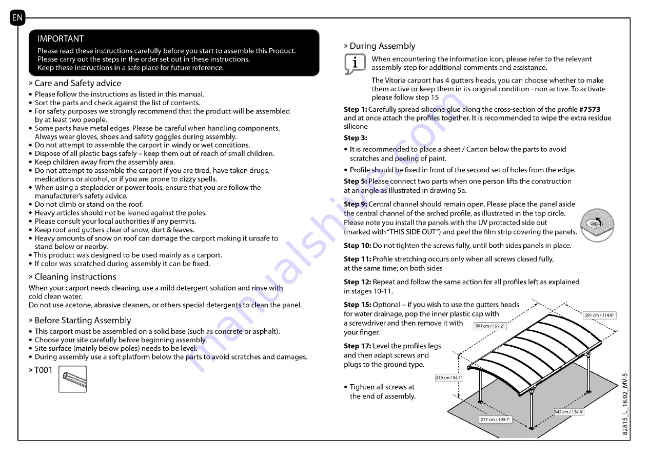 Palram Vitoria 5000 Manual Download Page 3