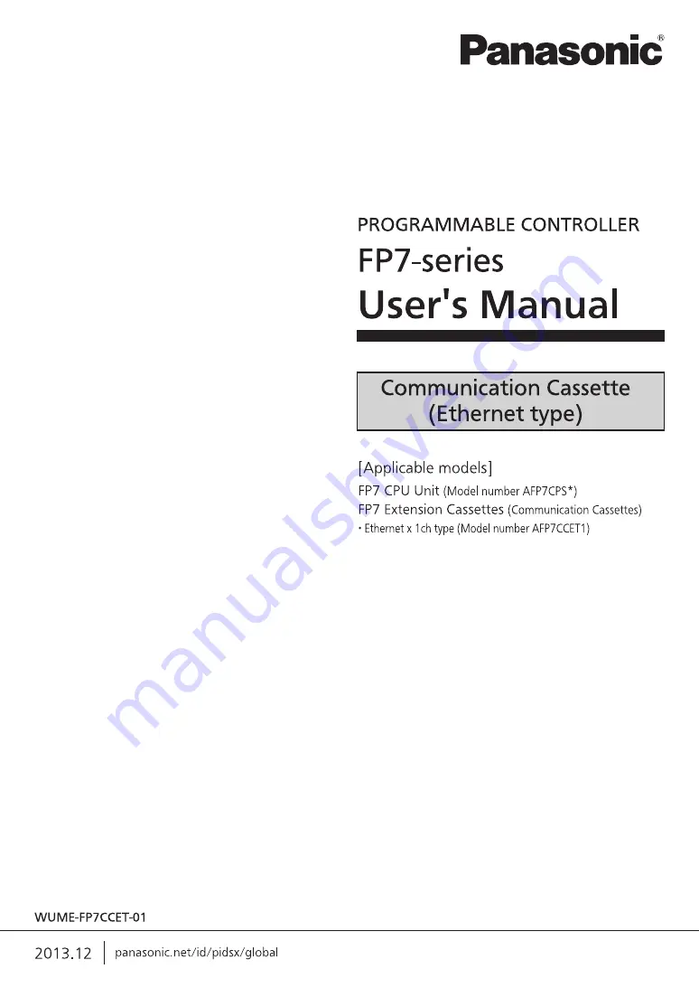 Panasonic AF7CPS Series User Manual Download Page 1