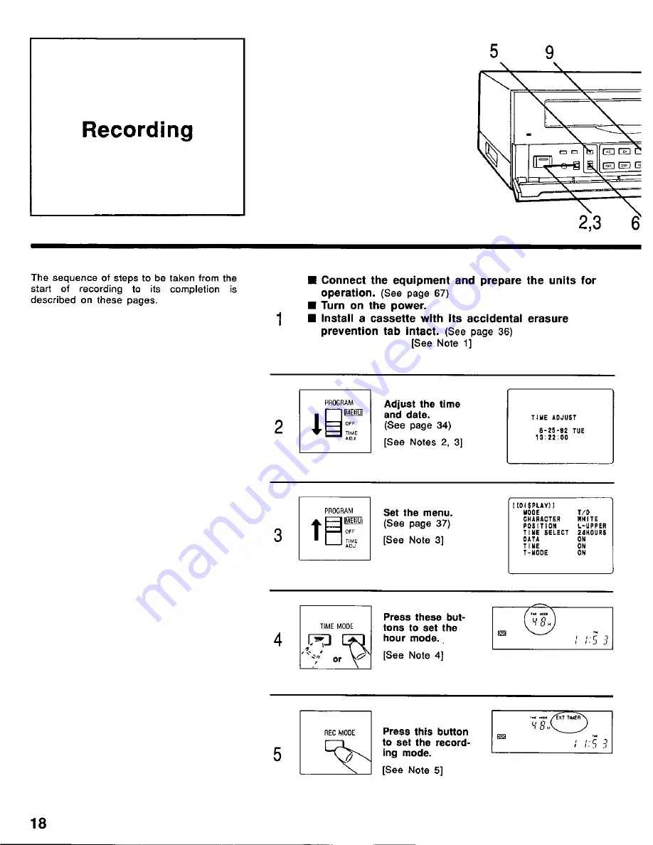 Panasonic AG6730P - TIME LAPSE RECORDER Operating Instructions Manual Download Page 18