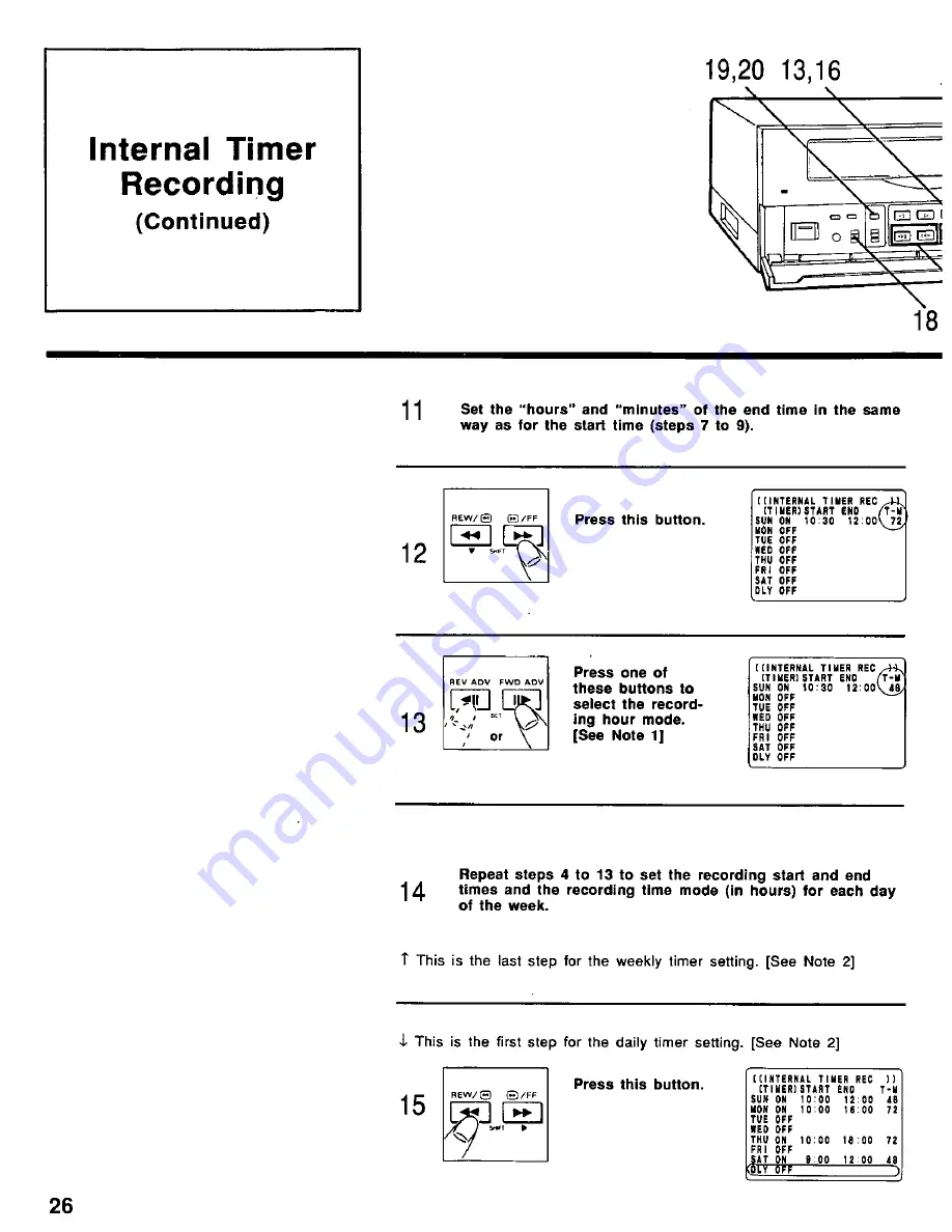 Panasonic AG6730P - TIME LAPSE RECORDER Operating Instructions Manual Download Page 26