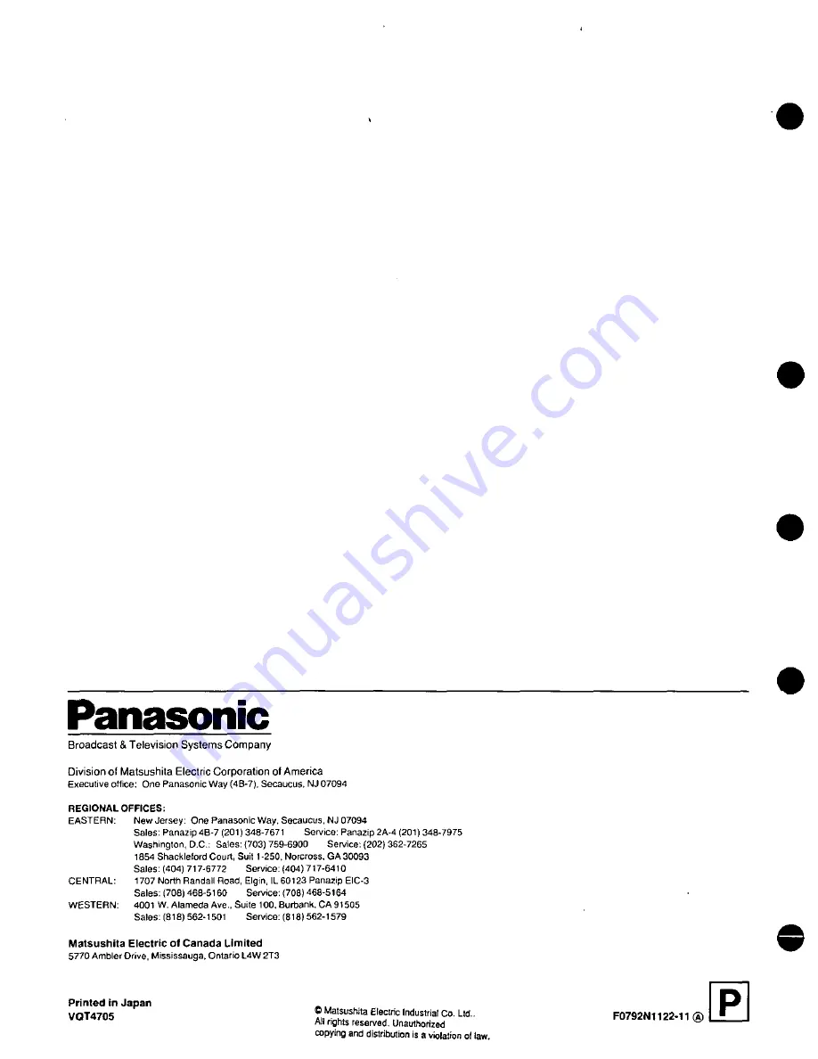 Panasonic AU45H - PORTABLE MII DECK Operating Instructions Manual Download Page 72