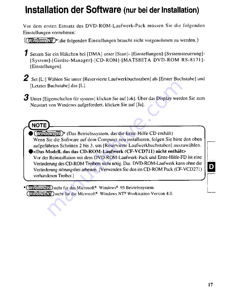 Panasonic CF-VDD711W Operating Instructions Manual Download Page 17